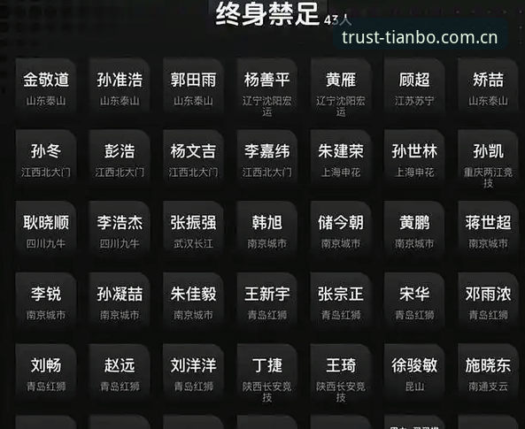 足协第三批禁足名单最新动态：17人终身禁足，天博体育平台用户热议行业整顿